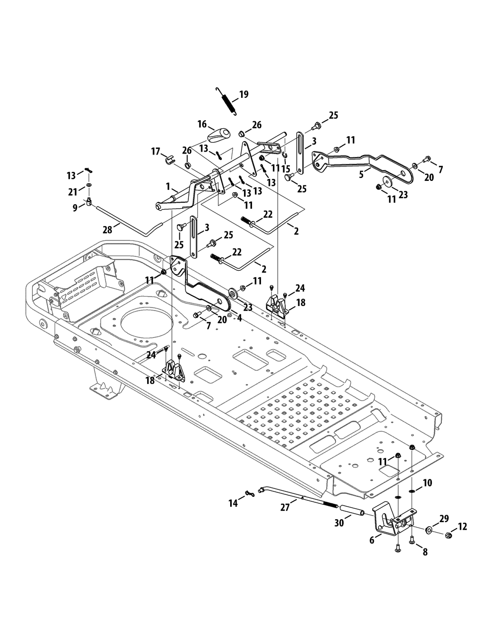 Deck Lift Diagram and Parts List for RZT-S42 (17AF2BDS010-17WF2BDS010-17WF2BDS056-17WF2BDS210)(2012) Cub Cadet Lawn Tractor